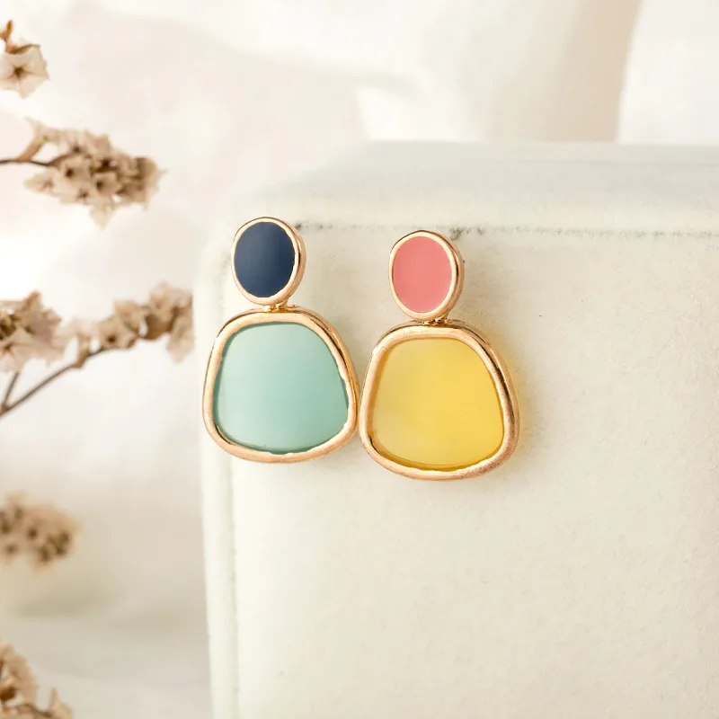 Светло-желтый цвет Popular web celebrity with geometric earring the stylish joker color transparent pendant jewelry accessories - Окраска металла: Светло-желтый цвет
