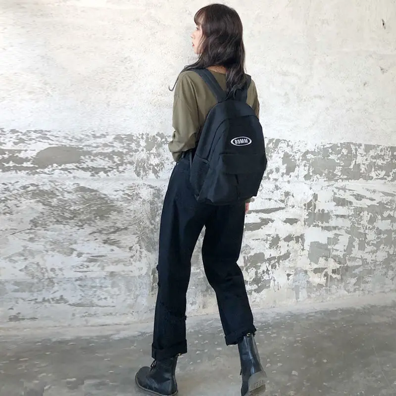 

Jeans Women Denim Hole Zipper Button Pockets Loose Straight Casual Trousers Korean Trendy Retro Harajuku
