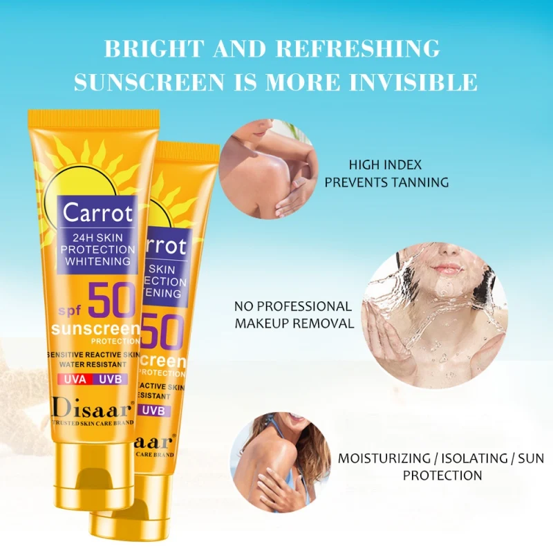 Морковный солнцезащитный крем Увлажняющий анти-УФ водонепроницаемый крик уход