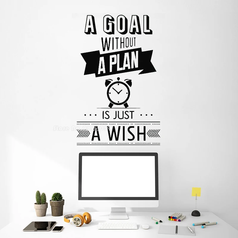 Цель без плана-это лишь пожелание Цитата наклейки на стену для офиса работы