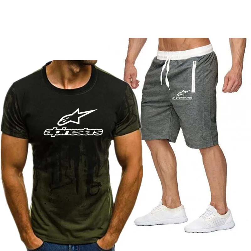 

2021 Fashion T-shirt Shorts Men's Sportswear Summer Men's Suit Clothes Short-sleeved T-shirt Shorts Beach Casual Sets 2PC