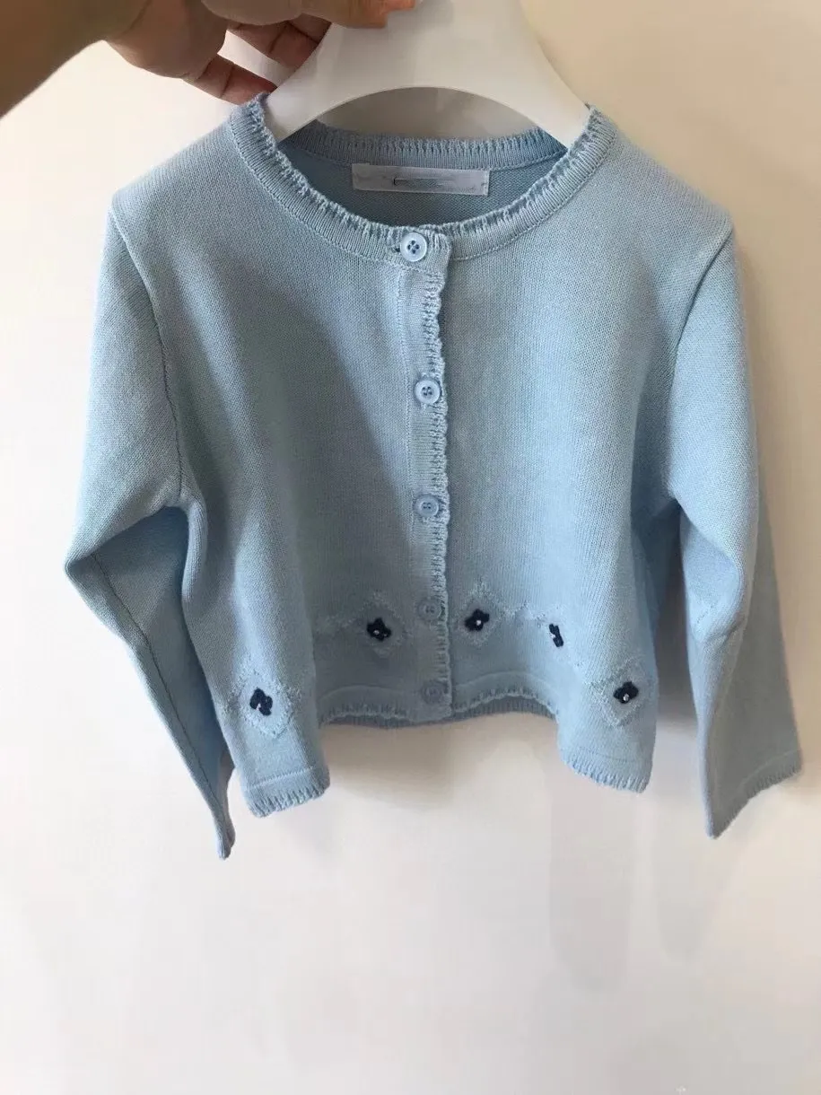 

2021 Girls cardigans Blue colour spring summer knitted kids outerwear size 90-140 Swan kids cardigans