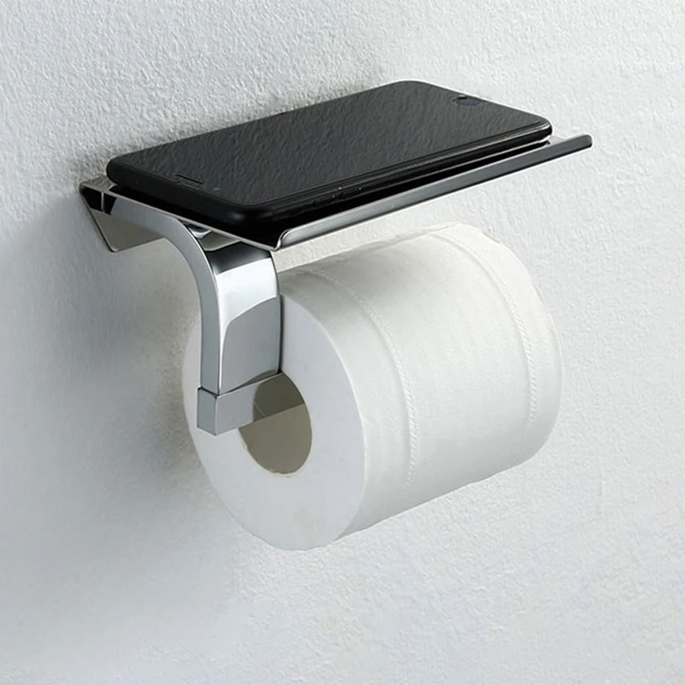 taicute classic toilet paper holder with shelf stainless steel tissue paper roll hanger wall mount wc bathroom accessories free global shipping