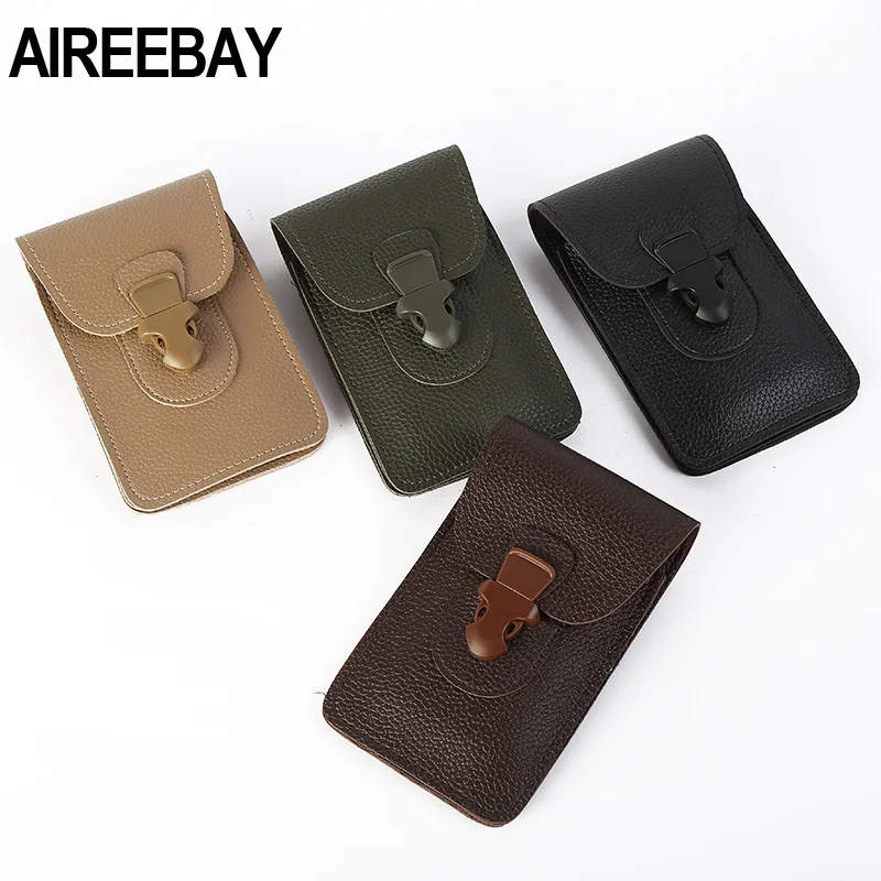 Поясная Сумка AIREEBAY Мужская кожаная водонепроницаемая |