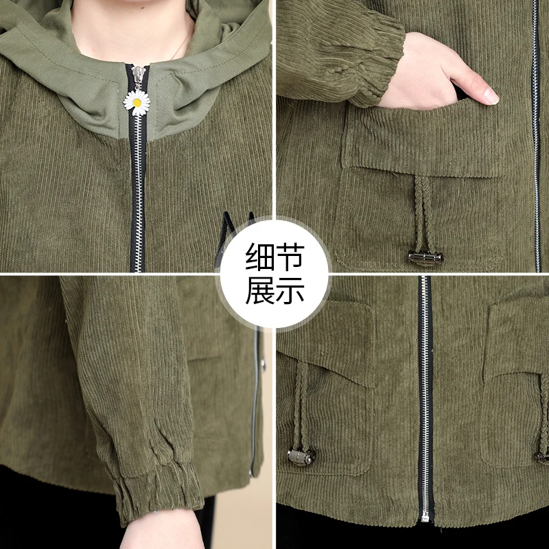 

Women's Hooded Jackets Warm Wide Female Jackets Solid Jackets Waterproof Hooded Windbreaker plus Size Army Green WarmJacket