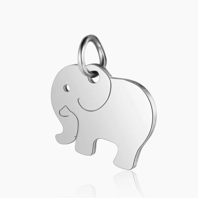 5 шт./лот простые подвески из нержавеющей стали полированный кулон в виде слона