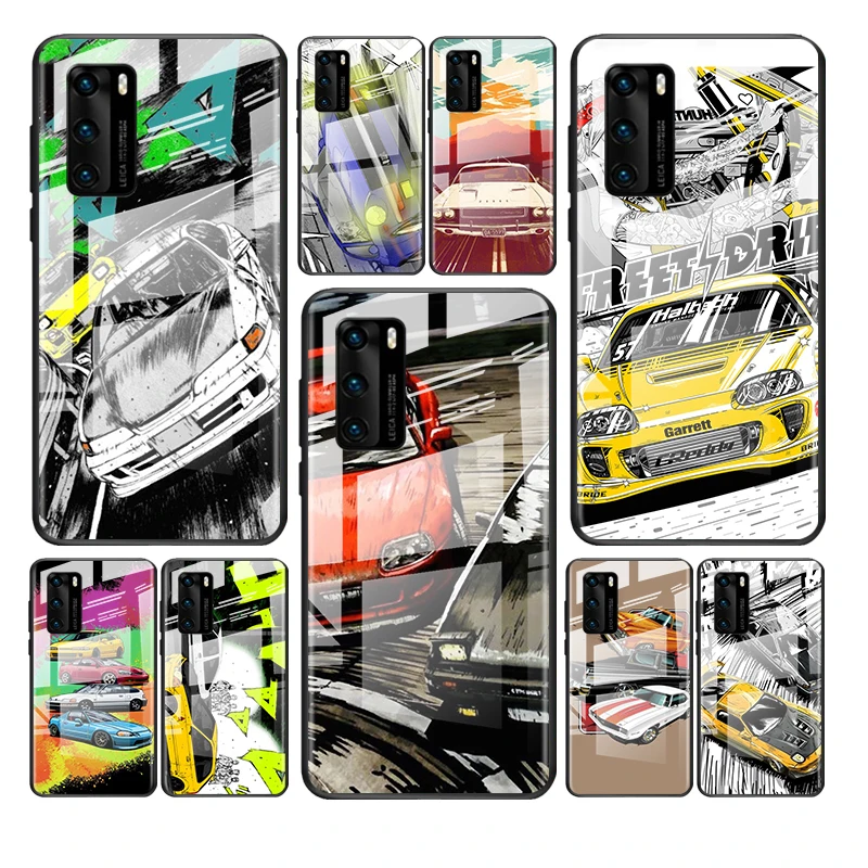 

Tempered Glass Cover D AE86 Animation For Huawei Y6 Y7 Y9 Y5P Y6P Y8S Y8P Y9A P Smart Z 2019 2020 2021 Phone Case