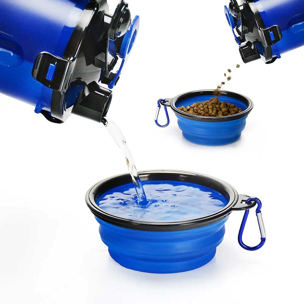 Портативная бутылка для воды 2 в 1 домашних животных контейнер еды со складной