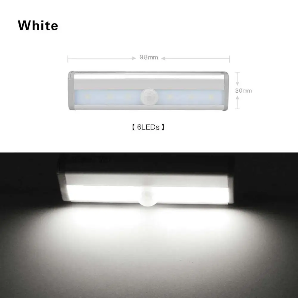 White 98mm Smart ON Motion sensor светодиодный светильник для шкафа, детектор движения тела, кухонный светодиодный светильник для шкафа, шкаф, комнатные настенные лампы - Цвет: White 98mm