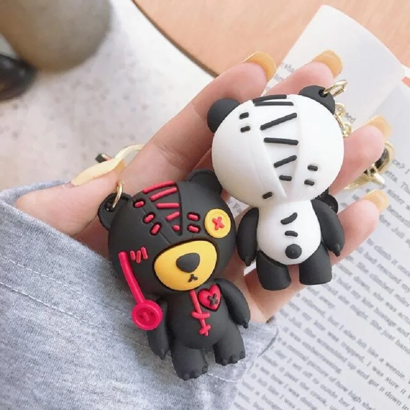 Милый мультяшный брелок в виде панды силиконовые брелки для ключей женщин 3D