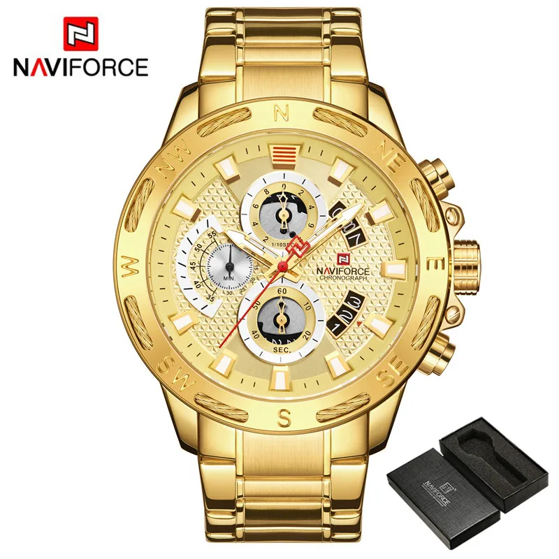 NAVIFORCE мужские спортивные часы с хронографом деловые наручные Лидирующий бренд