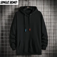 single road mens hoodies men 2021 winter fleece solid hip hop japanese streetwear harajuku sweatshirt black oversized hoodie men