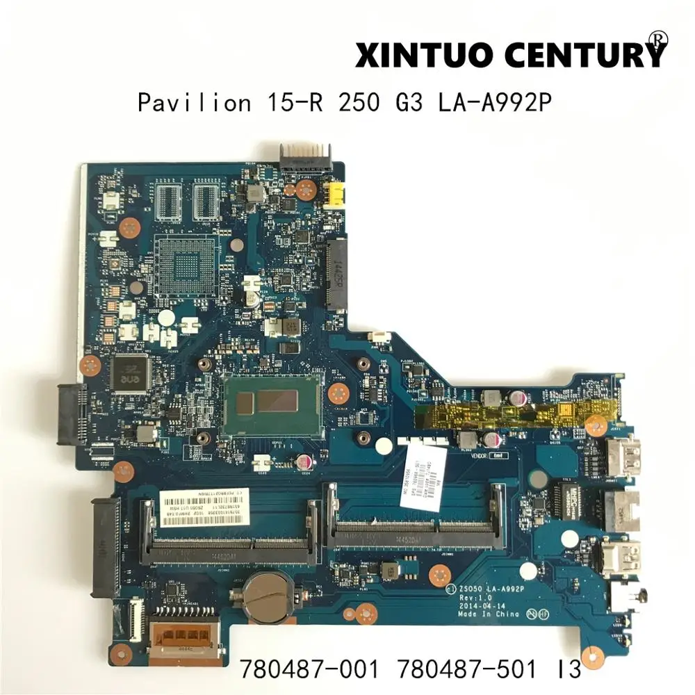 

780487-001 780487-501 для струйного принтера HP Pavilion 15-R 250 G3 Материнская плата ноутбука ZS050 LA-A992P W/ i3 Процессор DDR3 100% тестирование работы