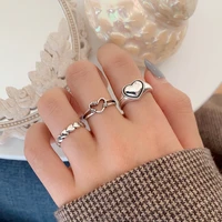 hip hop tide cool personality heart shape retro ring ins fashion make old hollow open adjustable index finger ring women jewelry