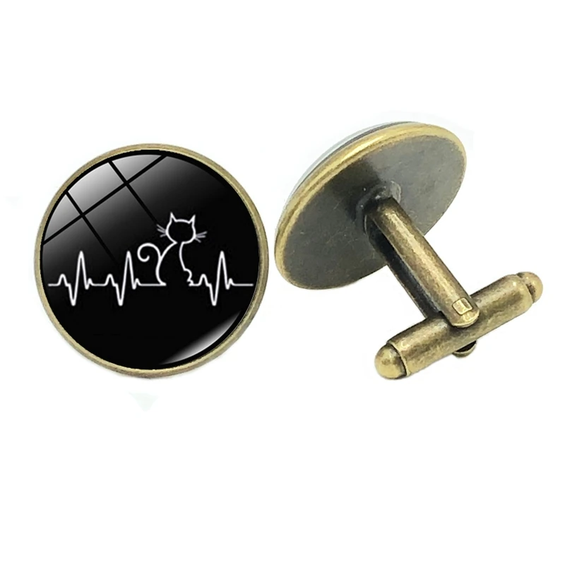 2020 Для мужчин запонки кошка Is My сердцебиение Стекло выпуклые Viking Nordic подвеска в