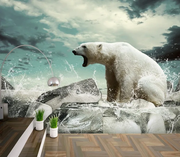 Прямая поставка пользовательские 3D фотообои полярный медведь животные большая