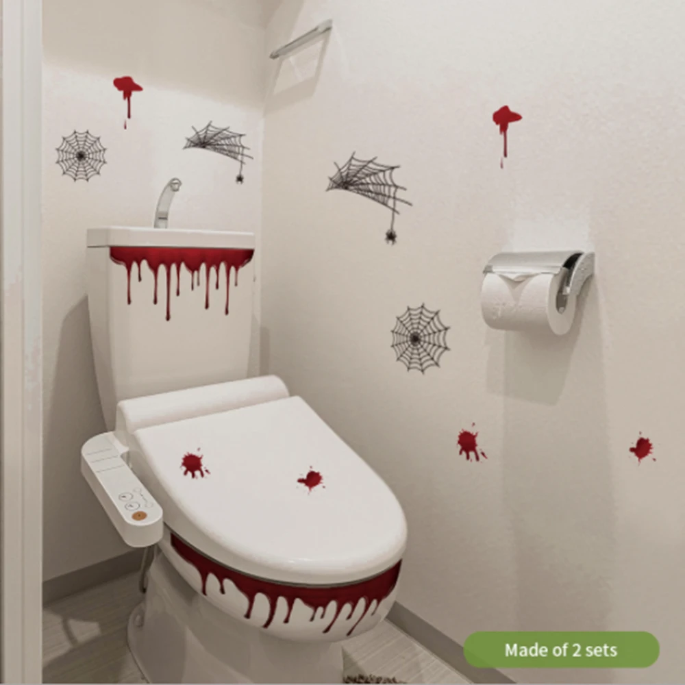 

Хэллоуин Туалет стикер s полупрозрачные наклейки для ванной водонепроницаемый настенный стикер для вечерние DIY Кровавый отпечаток руки стр...