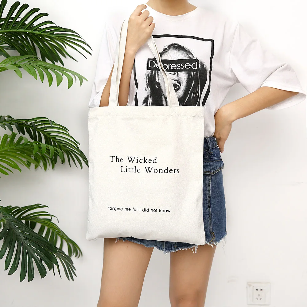 Холщовая Сумка с аппликацией персональная Студенческая сумка на шнурке через