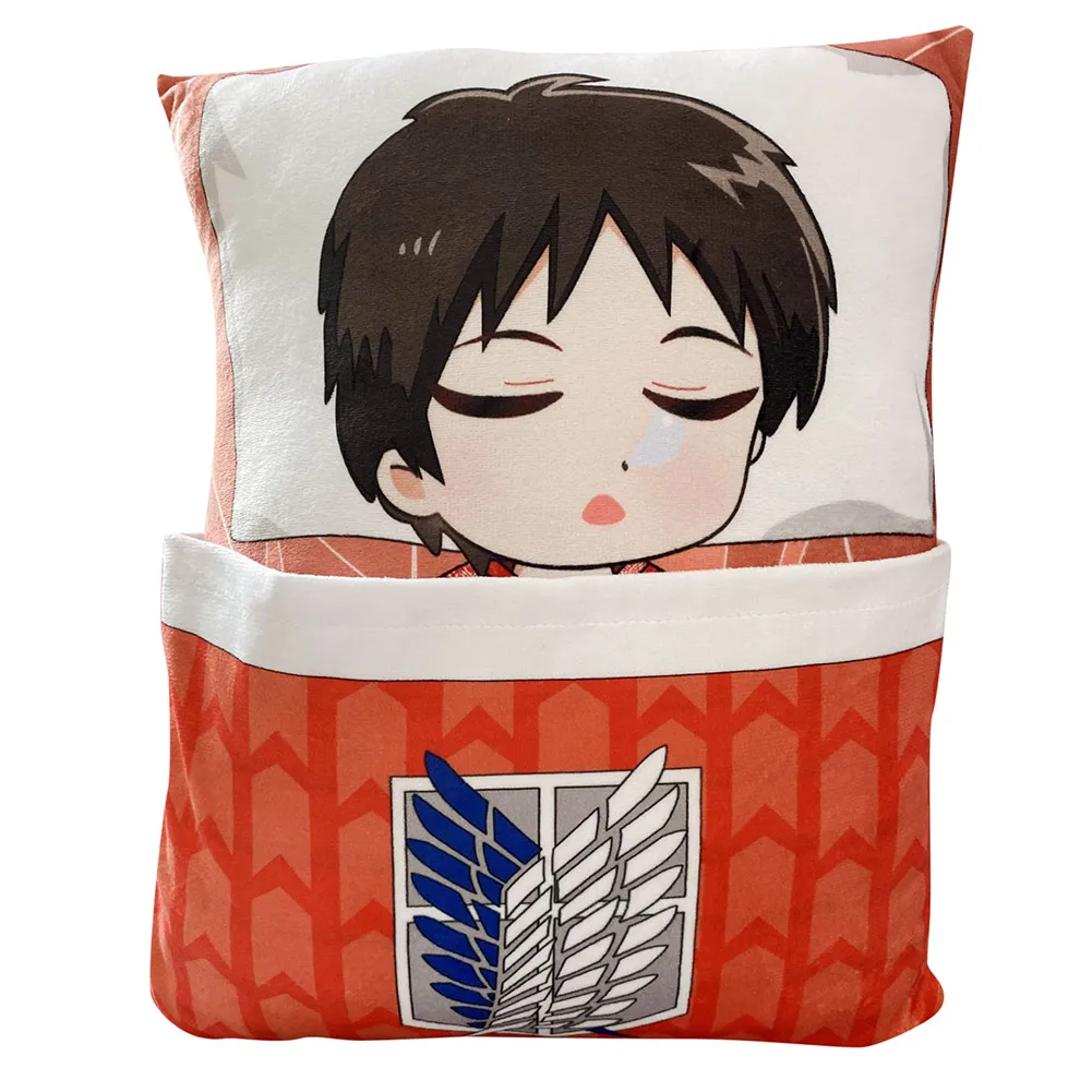 

Anime Attack On Titan Plush Pillow Toys AOT Shingeki No Kyojin Levi Eren Yeager Stuffed Cushion Doll Gifts 33*24cm