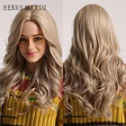 Генри MARGU длинной волны наращивания блонд, коричневый, эффект Омбре, синтетические парики, натуральные парики на каждый день для Для женщин средняя часть Косплэй Жаростойкие накладные волосы парик