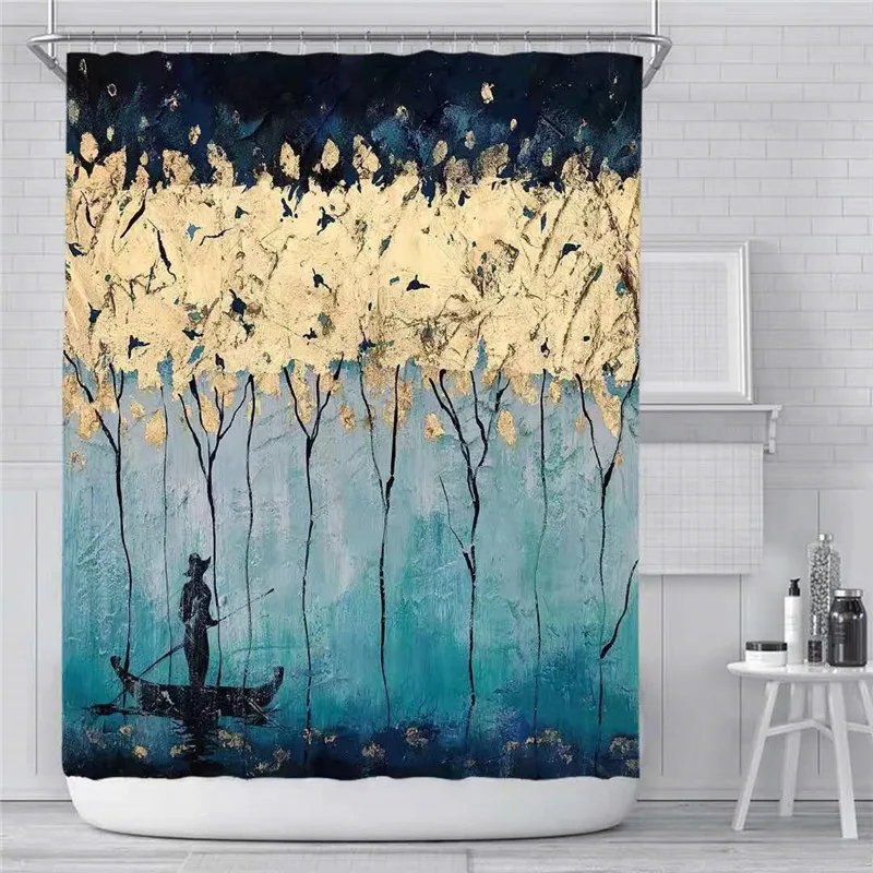 

Abstract Art 3d Printed Bathroom Shower Curtain Modern Fashion Design Bath Room Bathtub Blackout Screen Home Decor
