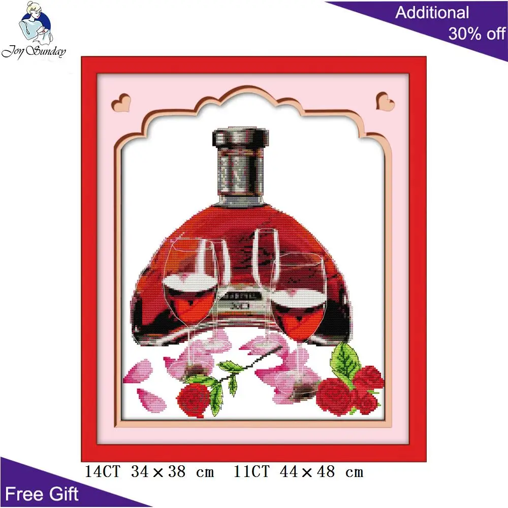 Joy Sunday винная вышивка крестиком J010J022J026J046 бокал для вина розы красное вино вкус