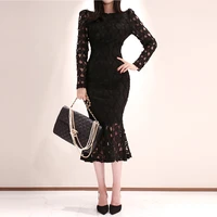 dress 2020 autumn and winter new ladies fashion temperament womens dress slim slimming bag hip lace fishtail