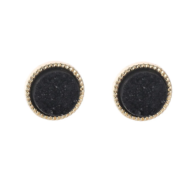 Druzy Drusy Stud Earrings Mini Resin Round Stud Fashion Famous Brand Designer Jewelry Gold Stud - Окраска металла: H