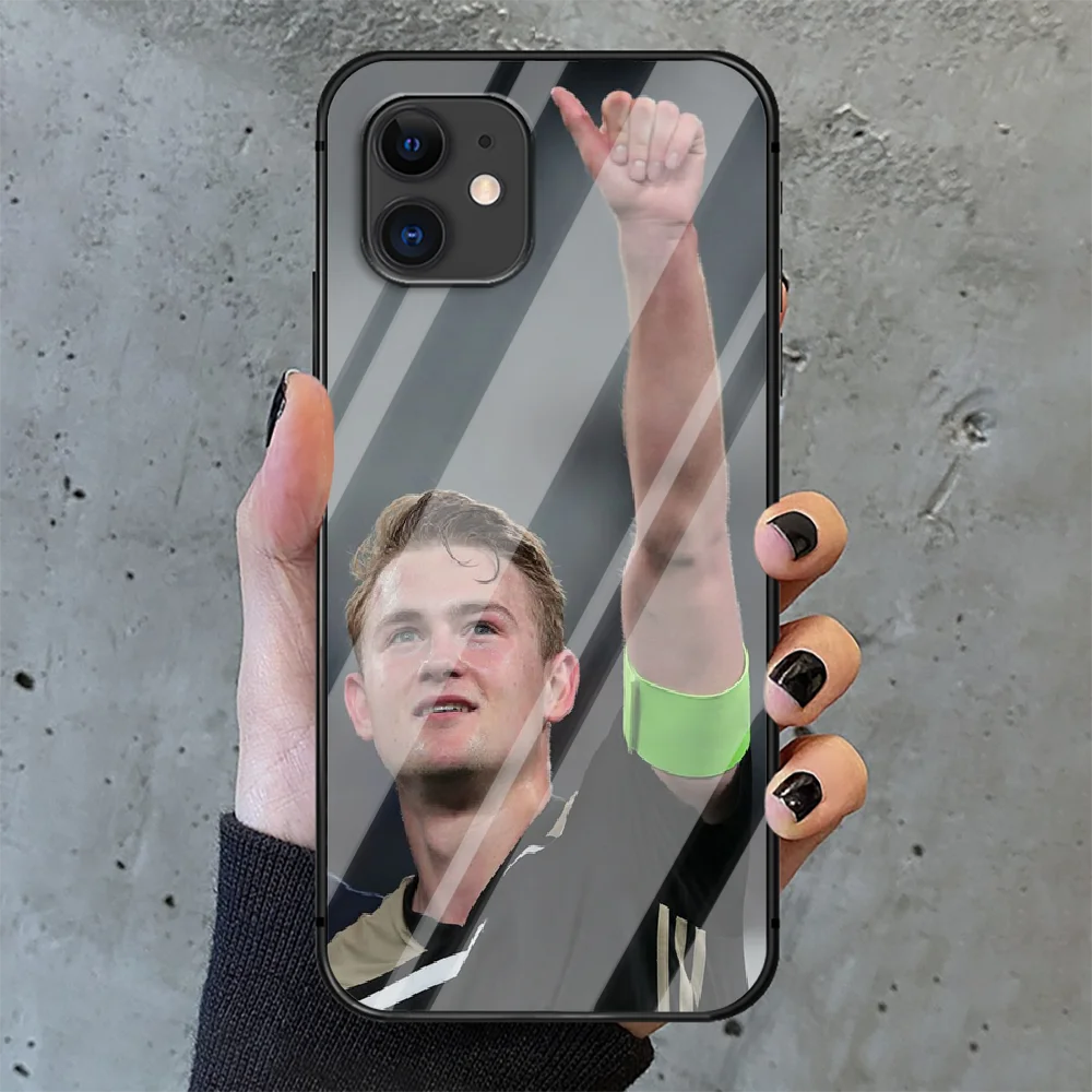 

Matthijs de Ligt Phone Tempered Glass Case Cover For IPhone 6 6S 7 8 11 12 X Xr Xs Se 2020 Pro Max Plus Mini Funda Coque Black