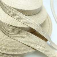 5yards beige twill cotton ribbon 10mm 15mm 20mm width webbingbias binding tape for diy bag craft gold lurex cotton twill tape
