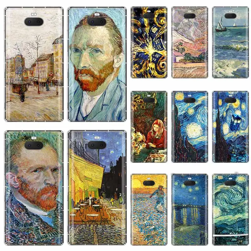 Мягкий термополиуретановый чехол Van Gogh Tardis для Sony Xperia X XA XA1 XA2 XA3 XZ XZ1 XZ2 XZ3 XZ4 L1 L2 L3 Plus