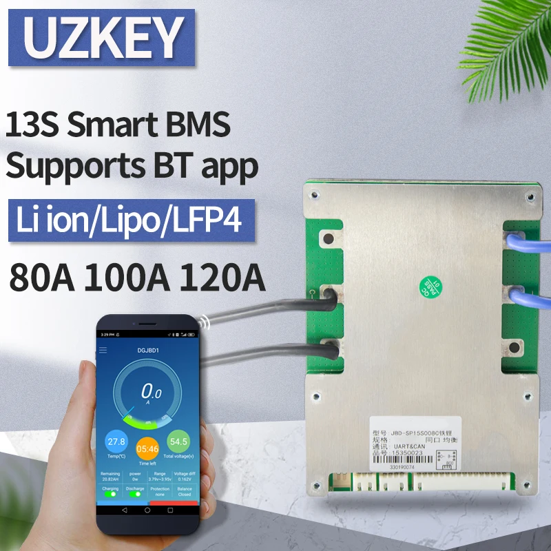 

Электрический велосипед BMS Smart Support, литий-ионный аккумулятор 13s, 48 В, Bluetooth, 80 А, 100 А, 120 А, 42 в, NTC, температура PCM