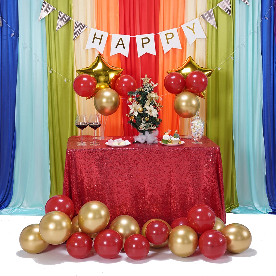 

Rectangle Sequin Table Cloth Shiny Red Colour Luxury Style Glitter Embroider Tablecloth For Wedding Party Christmas Decoration