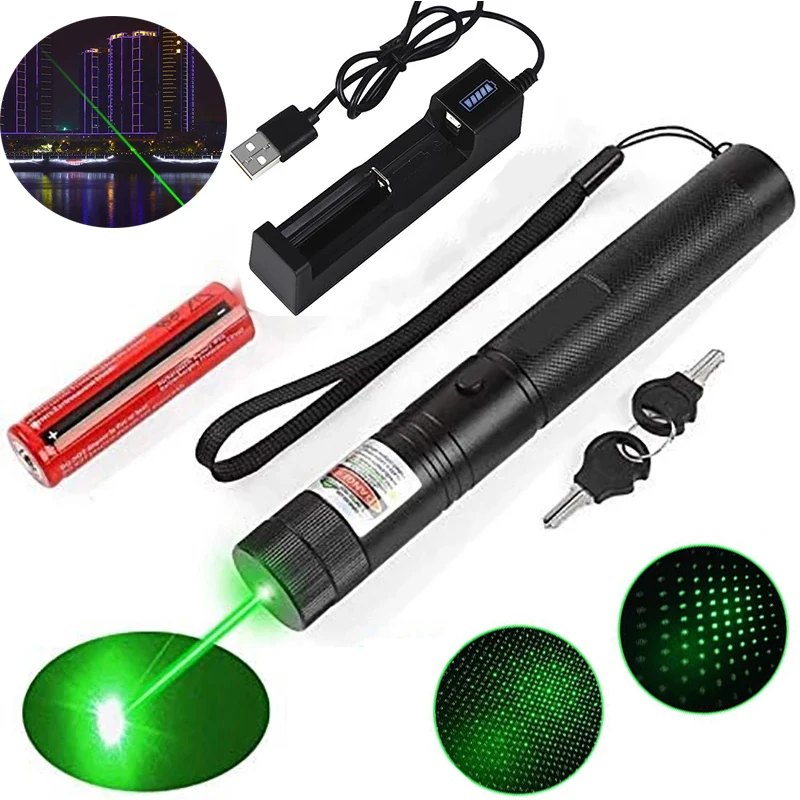 

Hunting 10000m 532nm Green Laser Sight Laser Pointer Hight Powerful Adjustable Focus Lazer With Laser 303 No Charger Battery