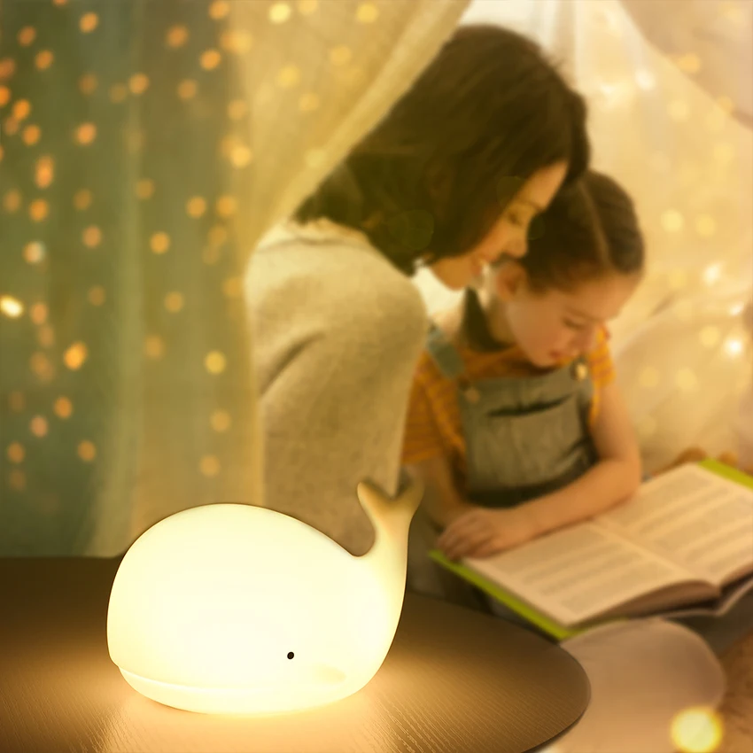 

Kawaii Night Light USB Charge Silicone Night Lights Touch Sensor Timing Bedroom Bedside Lamp Room Decor for Kids Baby Children