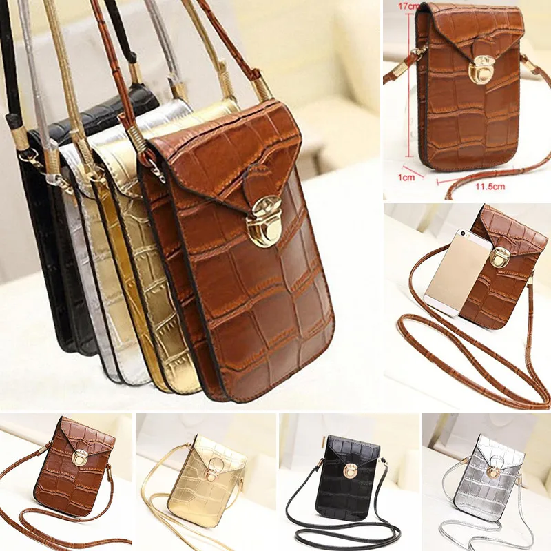 

Silver Mobile Phone Mini Bags Small Clutches Shoulder Bag Crocodile Leather Women Handbag Black Clutch Purse Handbag Flap
