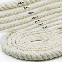 100 cotton rope beige cotton macrame twisted cord 3 strand 5mm 6mm hand woven pendant macrame rope diy florists craft cords