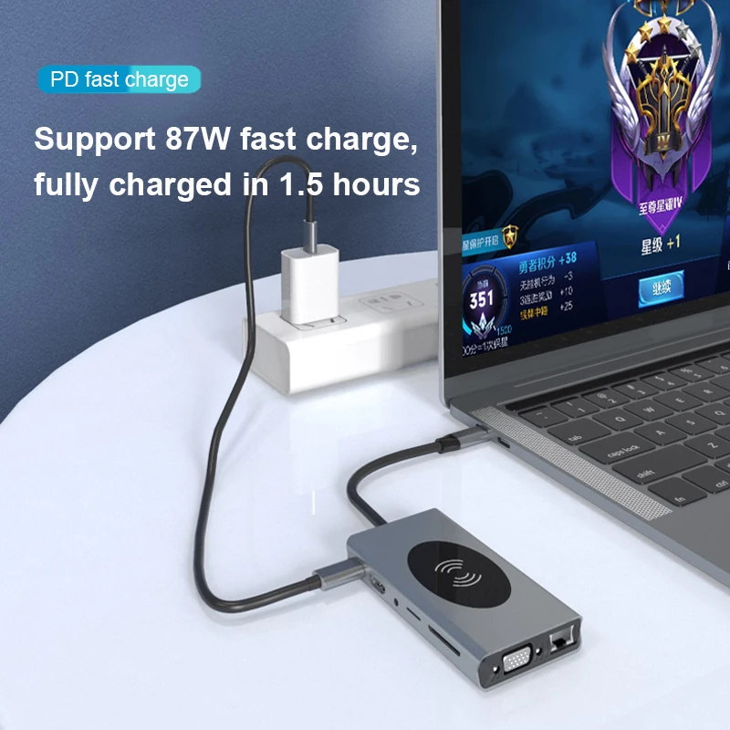 Док станция для MacbookPRO 13 в 1 USB хаб с адаптером Type C c на HDMI 3 5 мм аудио SD TF VGA RJ45