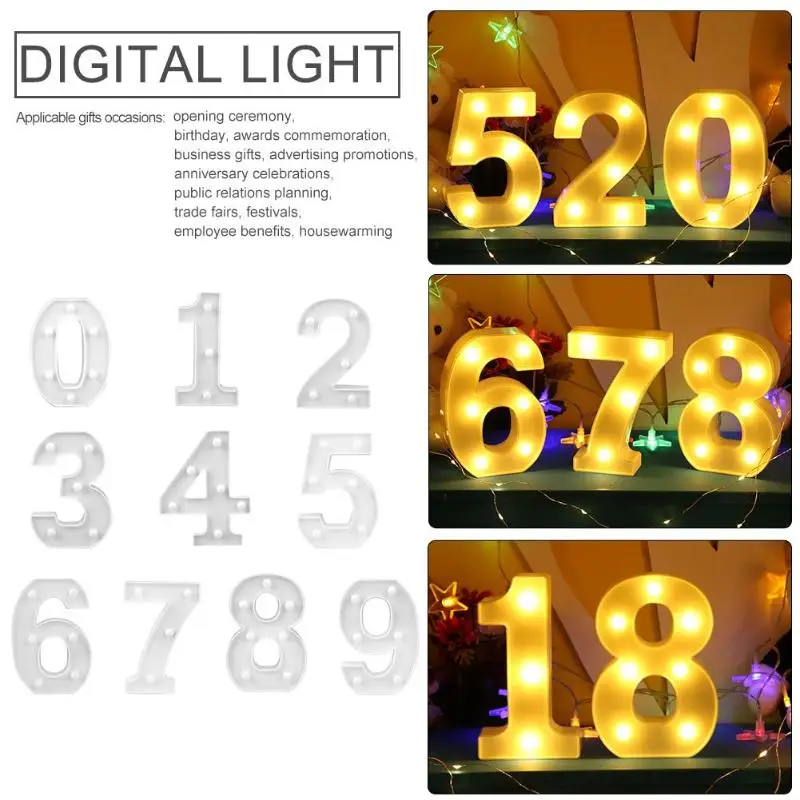 Светящийся 3D буквенный номер светодиодный свет 10 цифр светильник настенный