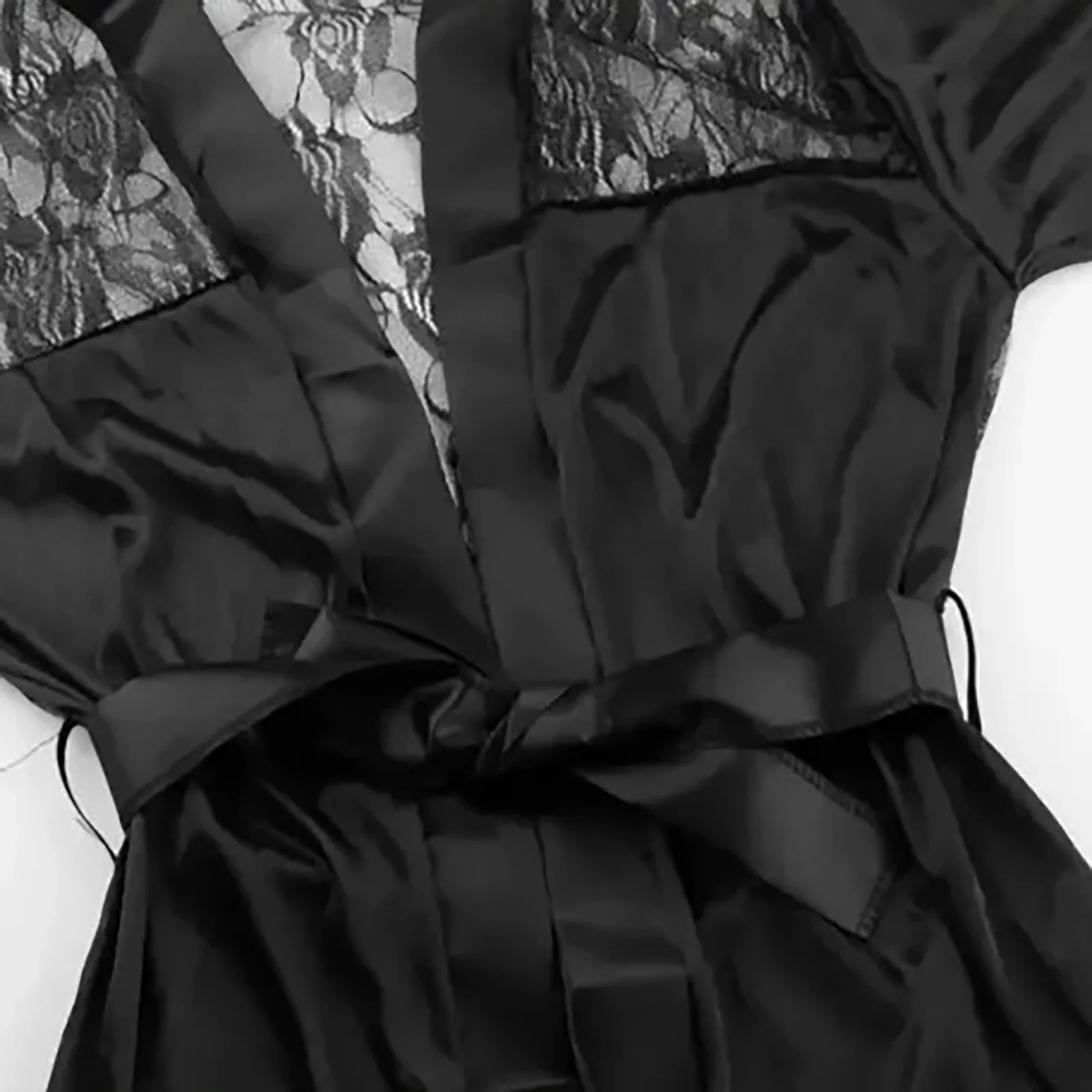 

Women's Sexy Rose Lace Stitching Silk Home Robe Bathrobe Pajamas Set Thongs Underwear Suits 2021 New Hot Sale Nightwear 2021