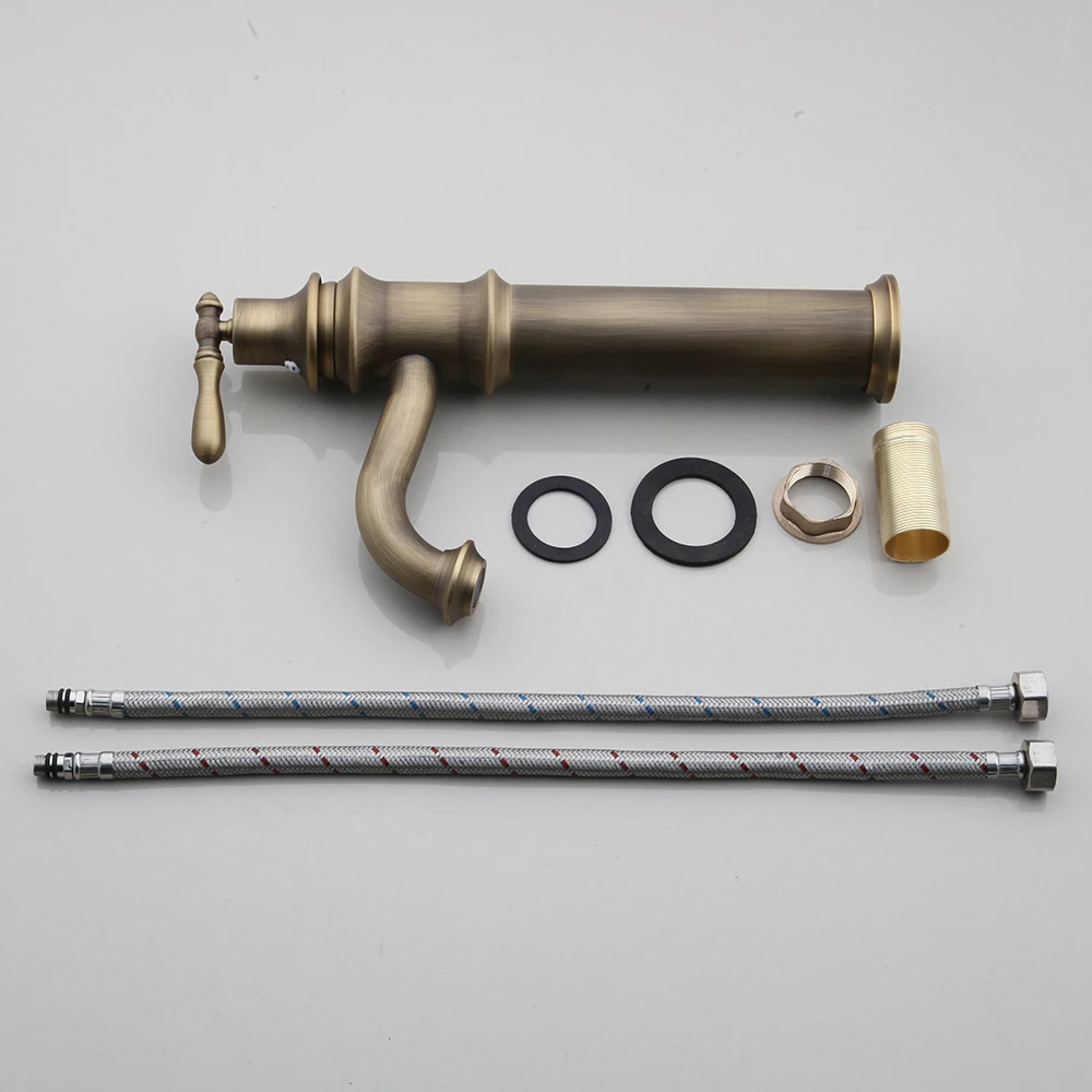 KEMAIDI ванная комната античная латунь краны поворотный носик на бортике с Одной