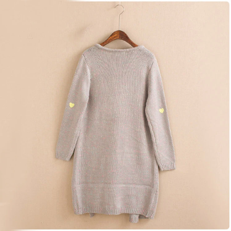 Японские Женские вязаные свитера в горошек с мультяшным рисунком вязаное пальто