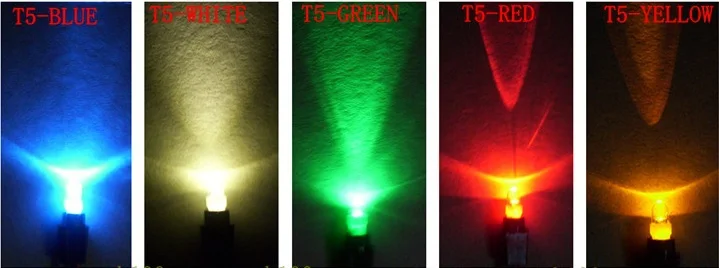 20 pcs T5 Led 12V Lights Bulb Lamp Socket 286 Car Wedge Dashboard Gauge Side Tail Signaling Light White Red Blue Green yellow | Автомобили