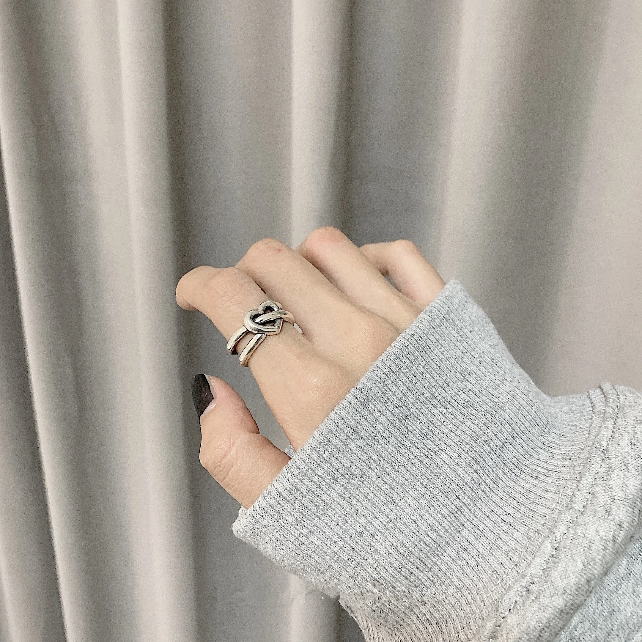 Кольцо HUANZHI Двухслойное из металла для женщин и девушек винтажное ювелирное