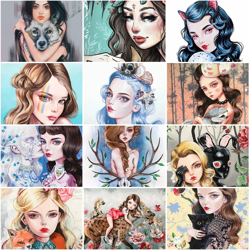 

Diy 5D Mosaic Cartoon Figure Diamond Painting Full Drill Girl Handmade Square Round Diamond Embroidery Cross Stitch Kits Crafts