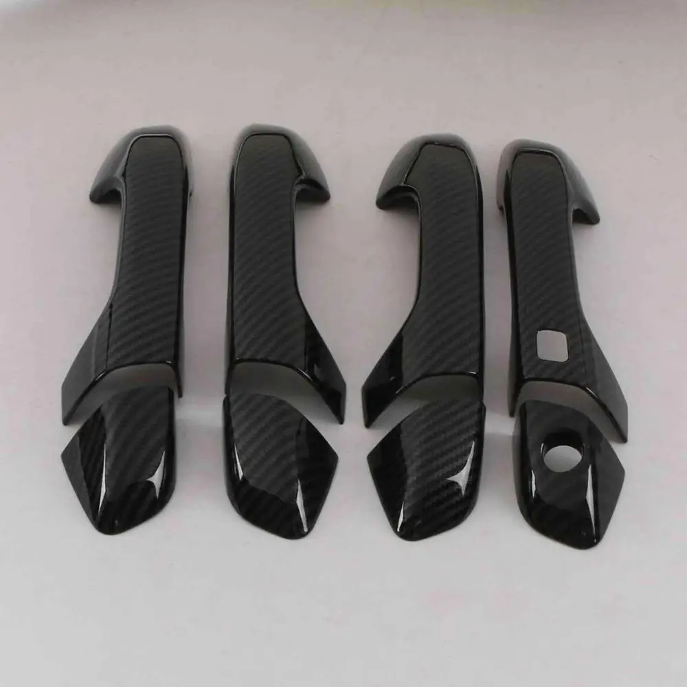 

For KIA Sportage R 2018 standard spec 8PCS Car Door Handle Bowl Protector Cover Trim Moldings Carbon Fiber ABS Chrome