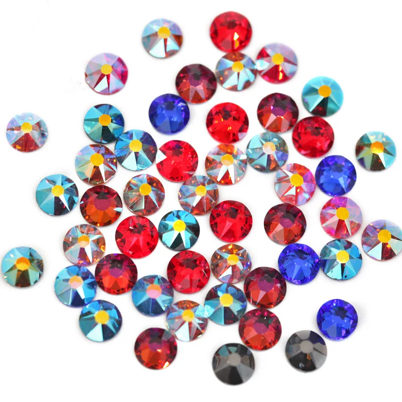Высококачественные 16 граней цветные прозрачные стразы для горячей фиксации с