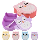 Контейнер для еды для детей начальной школы, с ложкой, Ланчбокс с принтом совы