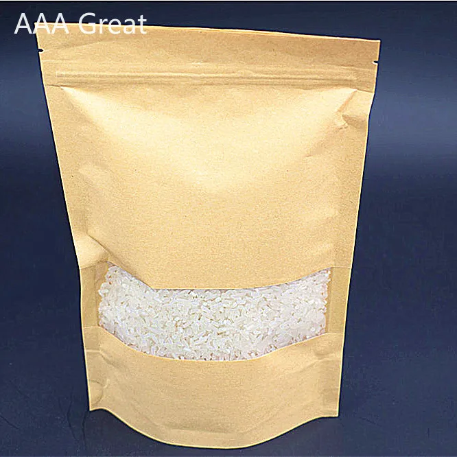 

25Pcs/Lot Kraft Paper Bags Zip Lock Pouch Food Snack Coffee Storage Resealable Ziplock/zipper Stand Up With Window New