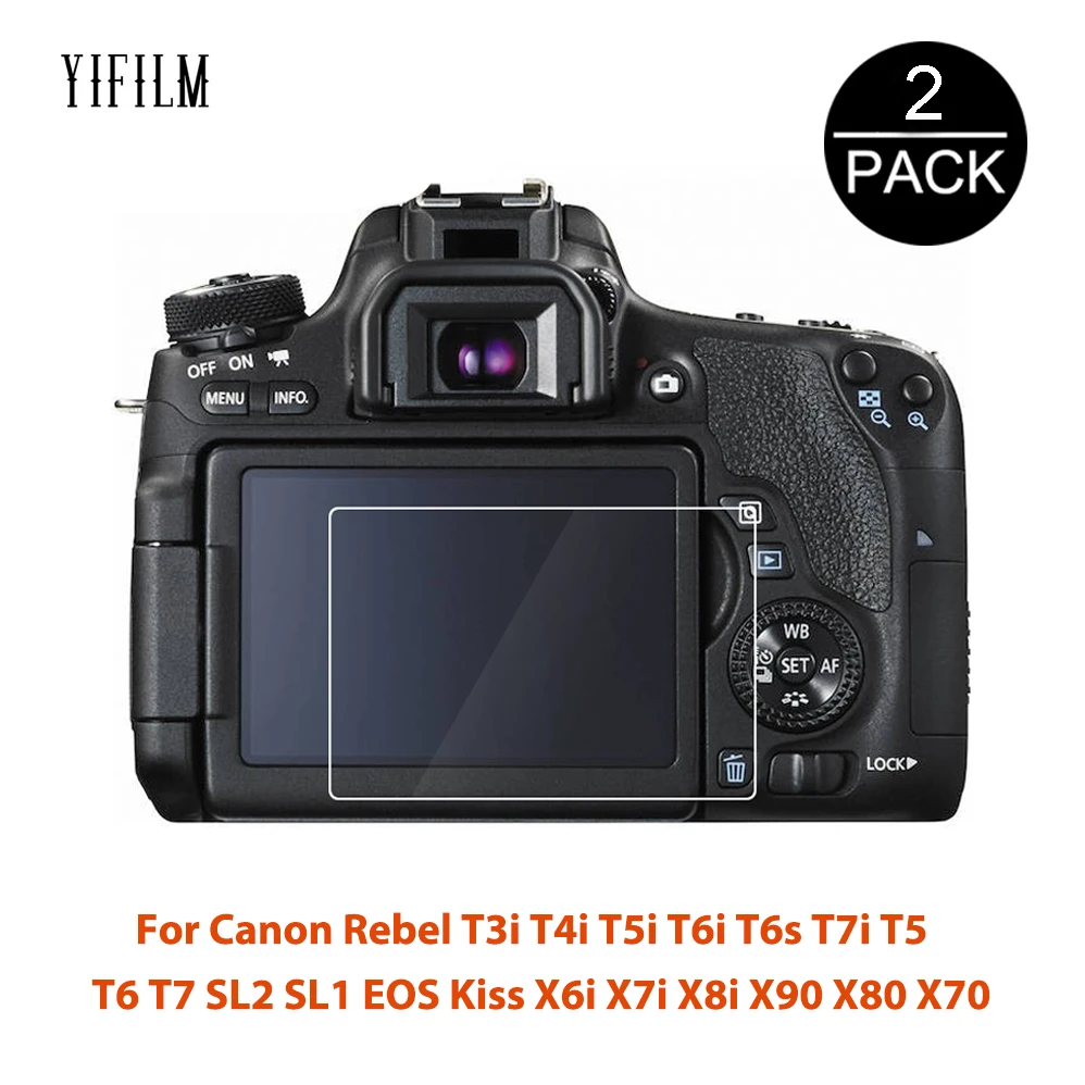2 шт. для Canon Rebel T3i T4i T5i T6i T6s T7i T5 T6 T7 SL2 SL1 EOS Kiss X6i X7i X8i X90 X80 X70 Экран протектор